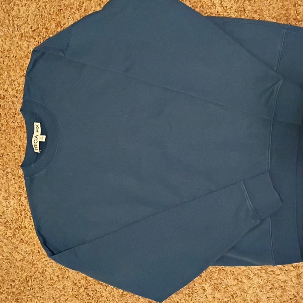 Tricia Fix Teal Butterfly Design Crewneck Sweater - Picture 5 of 7
